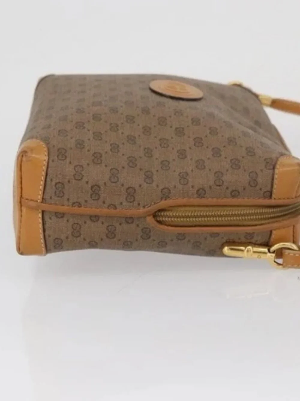 GUCCI Micro GG Supreme Shoulder Bag PVC Beige Gold 007 104 4916 Auth SW2142